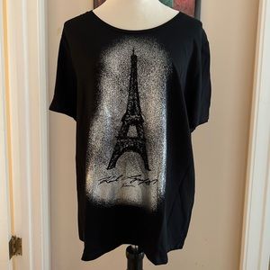 Karl Lagerfeld Black and Silver Paris T-Shirt